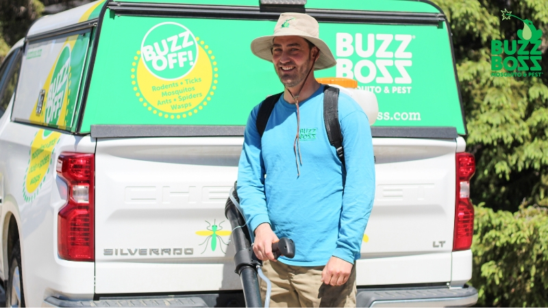 Buzz Boss worker ready to spray against pests
